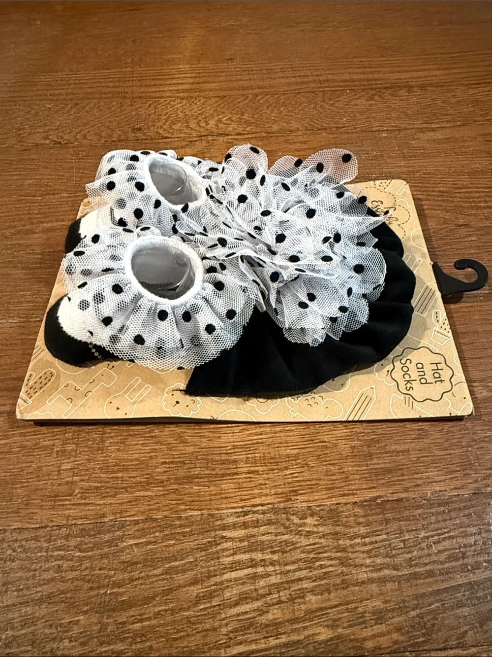 Baby Essentials Black and White Polka Dot Baby Hat & Socks Set